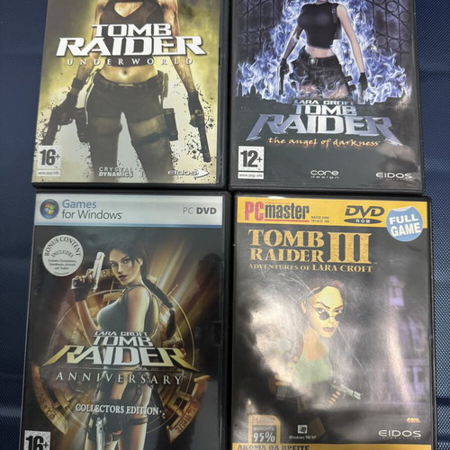 Tomb Raider PC Games used, pack of 4 classic titles with manuals