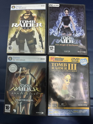 Tomb Raider PC игри употребявани, комплект от 4 класически заглавия с инструкции