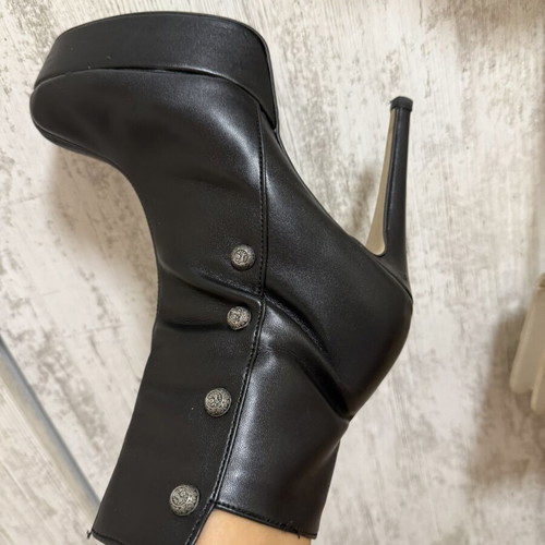 Leather ankle boots used, 10cm high heel, Mytilakis