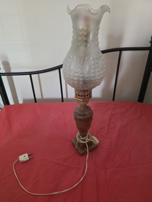 Vintage alabaster table lamp from 1980 with minor wear