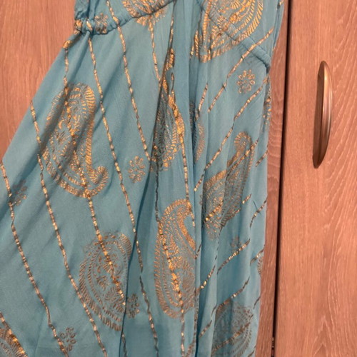 Blue long dress with gold details like new