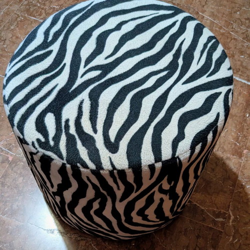 Handmade stool pouf zebra print like new