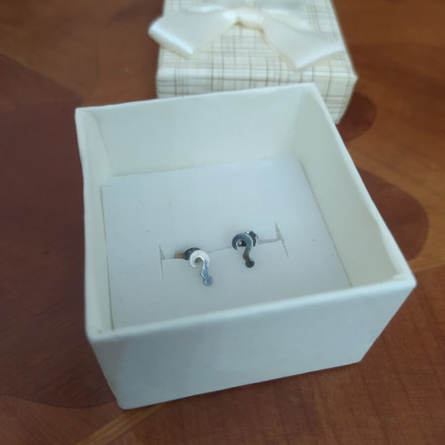 925 Silver Earrings Question Mark Symbol, new