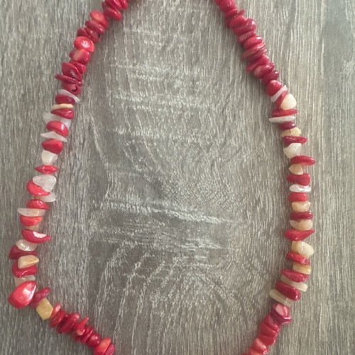 Necklace used with red coral-like beads