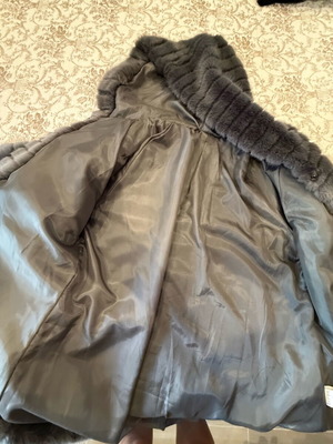 Grey fur coat like new, size M