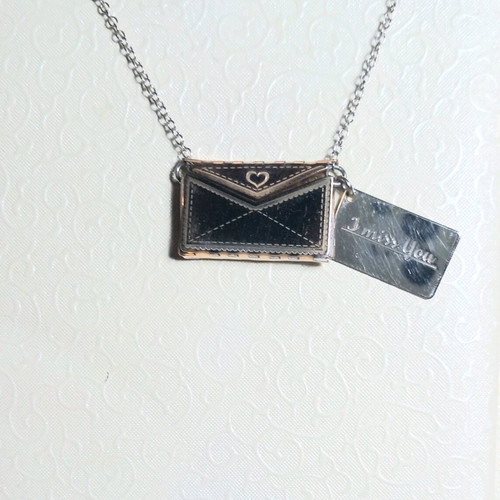 Silver Rose Gold Italian Necklace Two-Tone with Envelope Pendant