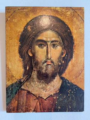 Wooden Icon Christ Pantocrator of Sinai like new, 19.5 × 26 cm