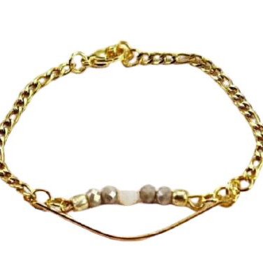 Handmade bracelet with steel chain and crystals gold color new