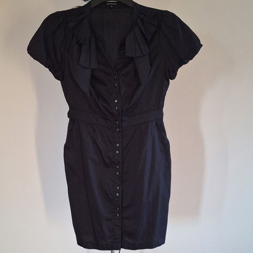 Marks & Spencer Black Mini Shirt Dress with Puff Sleeves like new