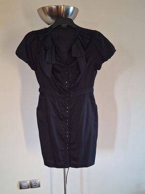 Marks & Spencer Μαύρο mini shirt dress με φουσκωτά μανίκια σαν καινούργιο