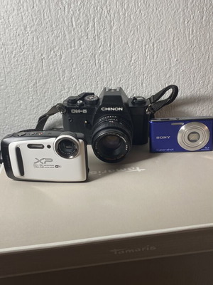 Chinon CM5, Fujifilm FinePix XP50, Sony Cybershot DSC-W cameras used, pack of 3