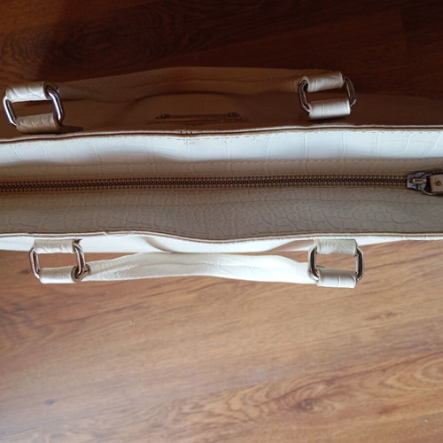 Mango handbag used with shoulder strap and gift pouch white beige