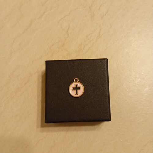 Cross charm like new, rose gold plated for necklace or bracelet