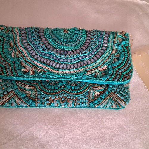 Sfera turquoise vintage crossbody bag with beads new