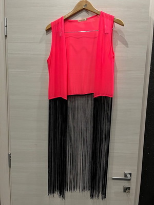 Women's vest new, red with fringes