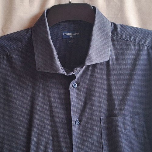 Portobello's XXL Men's Regular Fit Navy Blue Cotton Shirt with Micro Pattern