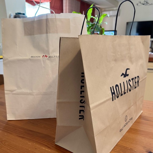 Hollister and Brandy Melville paper bags like new, set of 2