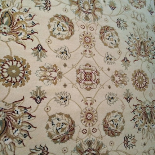 Merinos Yun wool rug 2.00x3.00 with ecru base and burgundy border