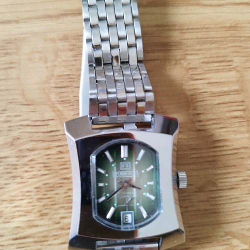 Roberta vintage watch used, men's, steel with green dial