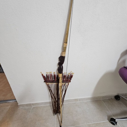 Wooden bow set with arrows and quiver like new