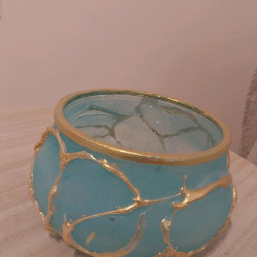 Glass bowl handmade decorated with battery light new
