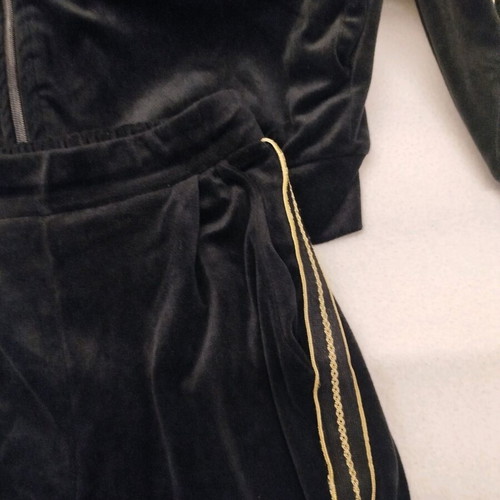 Elegant velour tracksuit set Benissimo like new, black with gold stripes