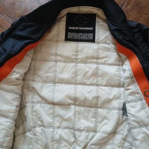 Harley-Davidson men's jacket used with quilted lining and orange details