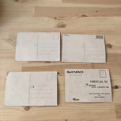 Iron Maiden and Manowar postcards used, set of 4