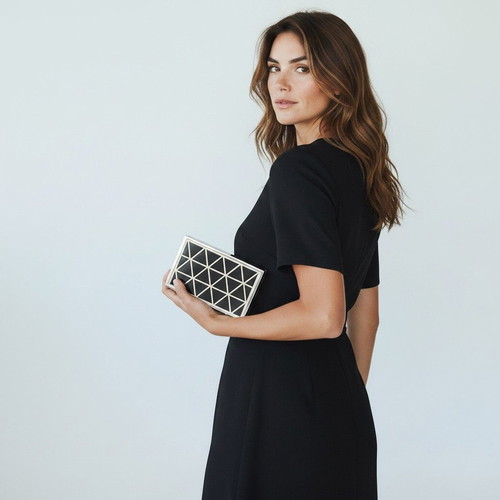 Victoria Beckham silver metal clutch minaudiere bag geometric suede