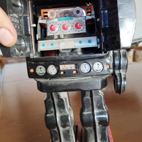 Vintage Robot Horikawa Japan 1970s Space Fighter used, rusty and missing hand