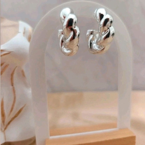 Silver braided hoop earrings new
