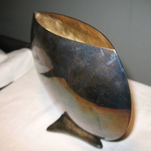 Silver-plated Space-Age vase used, large and heavy from the 70's