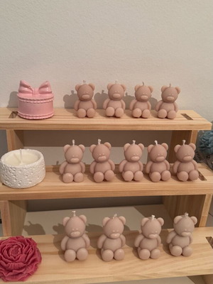 Bear-shaped candle new, 2 pieces, plant-based with Baby Kiss scent