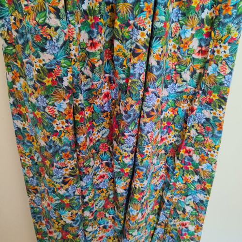 Chaton midi dress with tropical print and open back, Large