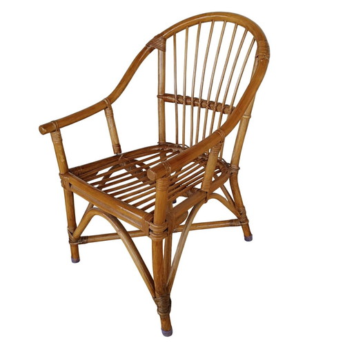 Bamboo armchairs and chairs used, solid wood, set of 13+12