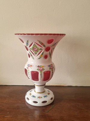 Bohemian antique vase like new, Czech cranberry glass