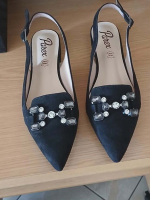 Parex women's black suede mule shoes like new size 38