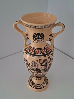 Amphora copy of ancient with Greek mythology used