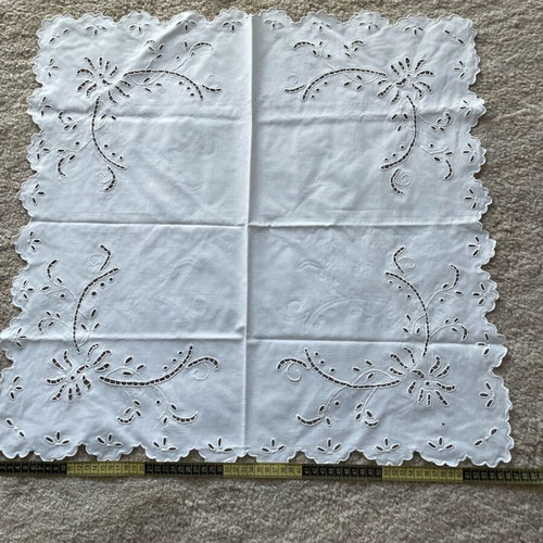 Handmade embroidered small tablecloth like new, square