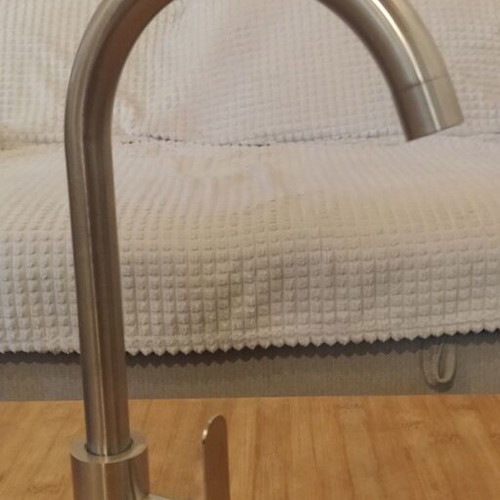 Kitchen faucet with high curved neck, new, brushed inox finish