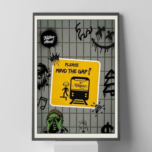 Custom Graphic Design Poster with wooden frame new, minimal 21x30 cm