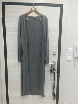 Women's long cardigan gray new with pockets and side slits