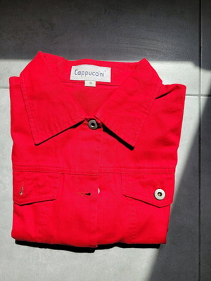 Jeans jacket used, red, size 36, cotton