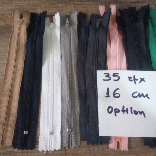 Optilon zippers pack of 35, 16 cm, assorted colors