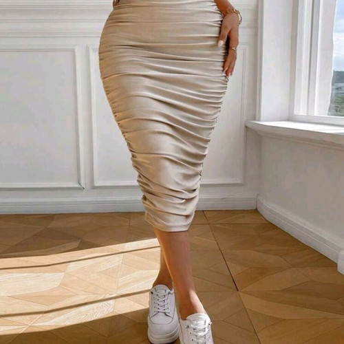 Midi pencil skirt khaki new with ruched design