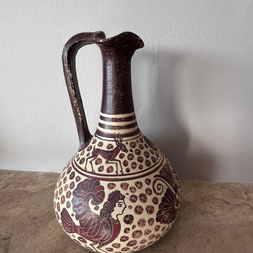 Ceramic Corinthian vase replica, 18cm height