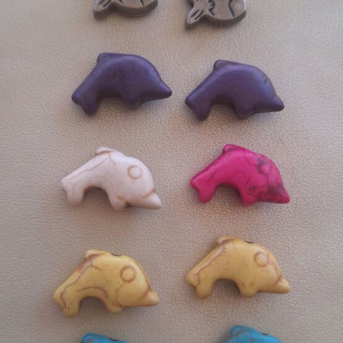 10 Haolite dolphin beads and 4 metal beads
