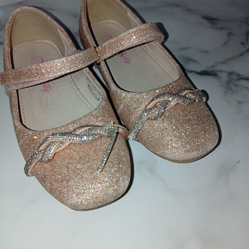 Markelly children's ballerina shoes like new, size 30, rose gold with glitter and rhinestones