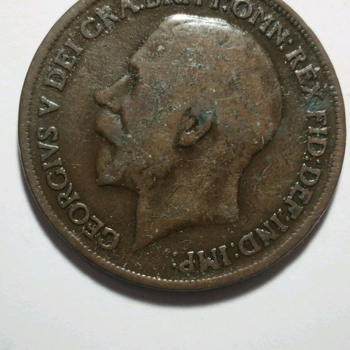 Great Britain One Penny 1917 used copper coin King George V
