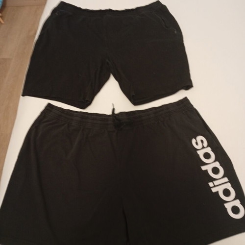 Two black sports shorts, 4XL, one Adidas